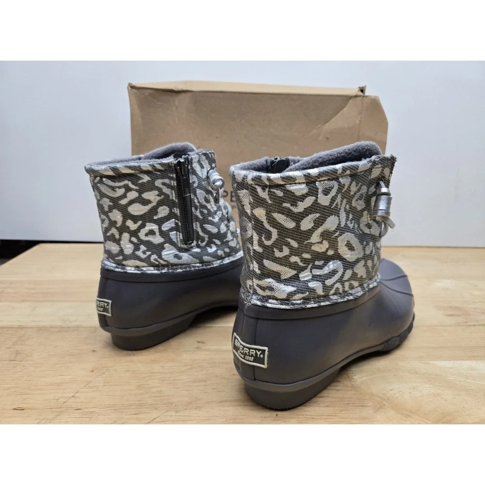 Sperry Women's Saltwater Silver LEOJAC Waterproof Duck Boots Size 8.5 M